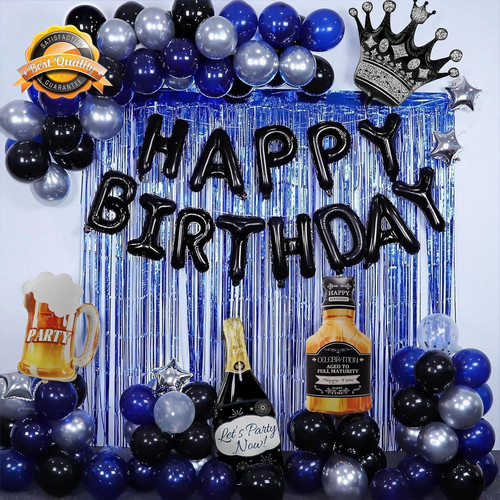 Blue and black - happy, birthday