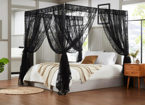 Lace canopy bed curtains - curtains, set